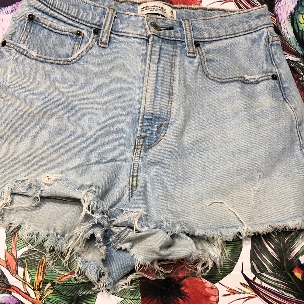 Abercrombie & Fitch Faded Light Blue Denim Cutoff Shorts